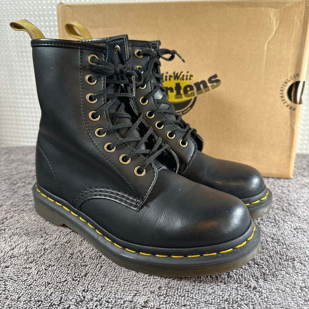 Dr. Martens Vegan 1460 8-Eye Boots in Black Felix Rub Off - Picture 3 of 11